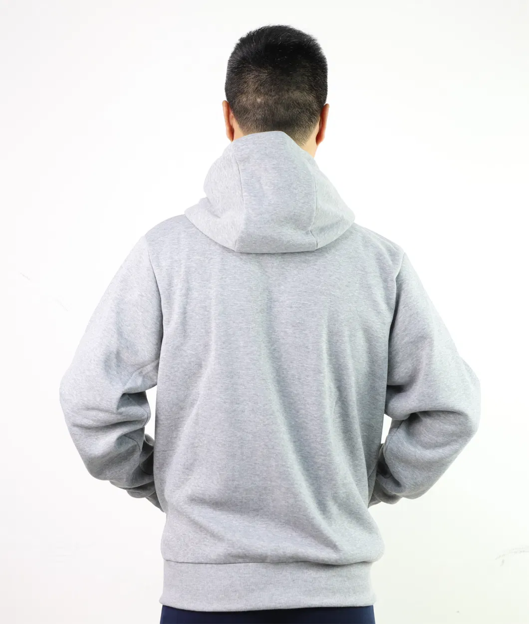 Men′s Wholesale Customize Logo Cozy Fleece Lined Hoodie Full Zip Solid Color Garment