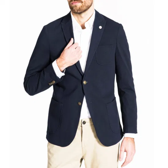 Jaqueta de terno de casaco esportivo de blazer de malha texturizada assinatura Slim Fit masculina OEM