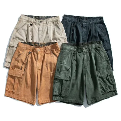Puro algodão verão masculino carga shorts meninos casual bolso streetwear plus size masculino longo bermuda shorts