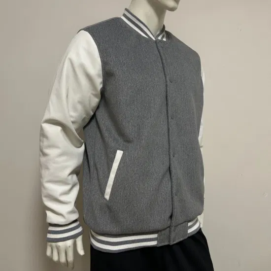 Projete sua própria jaqueta variada com mangas de couro PU de corpo de lã de qualidade