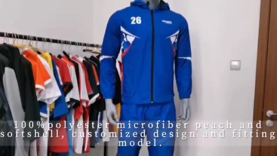 Impressão por sublimação combinada 100% poliéster terno de treino jaqueta masculina com gola